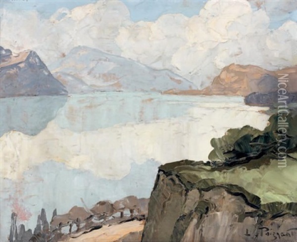 Paysage De Lac De Montagne Oil Painting - Lucien Poignant