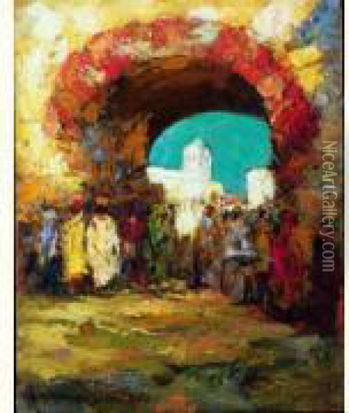 Marche A Tanger Oil Painting - Charles Henri Gaston Dagnac-Riviere