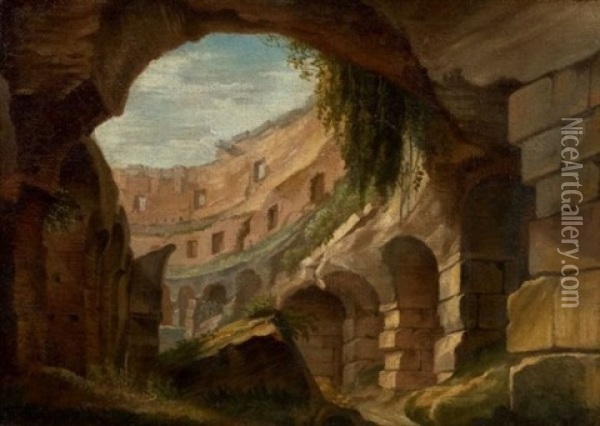 Vue De L'interieur Du Colisee A Rome Oil Painting - Jean-Antoine Constantin d'Aix