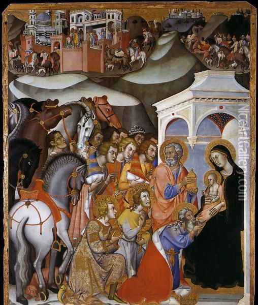 The Adoration of the Magi 1385-88 Oil Painting - Manfredi de Battilor Bartolo Di Fredi Fredi