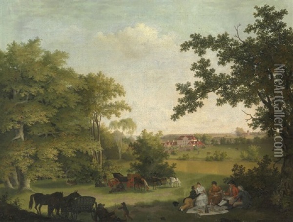 Landscape With Schaeffergaarden In Jaegersborg Oil Painting - Jens Peter (I.P.) Moeller