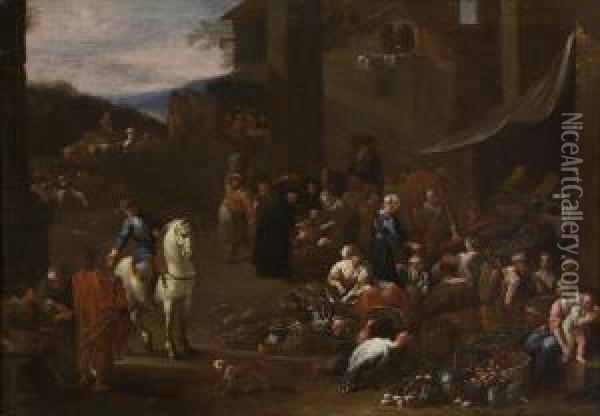 Scena Di Mercato Oil Painting - Pietro Domenico Oliviero