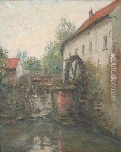 The Watermill Oil Painting - Leon Corthals
