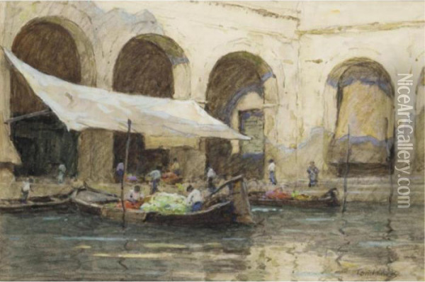 The Fruit Market, Venice Oil Painting - Terrick John Williams