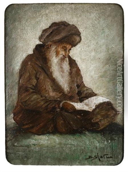 A Jew Reading Oil Painting - Boris Schatz
