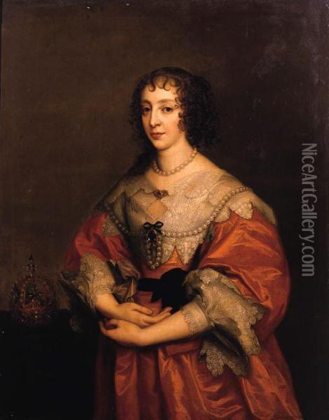Portrait Of Queen Henrietta Maria Of Englan Oil Painting - Sir Anthony Van Dyck