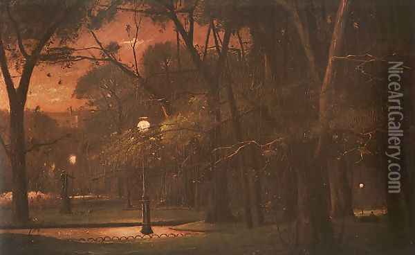 Park Monceau at Night (A Parc Monceau ejjel) 1895 Oil Painting - Mihaly Munkacsy