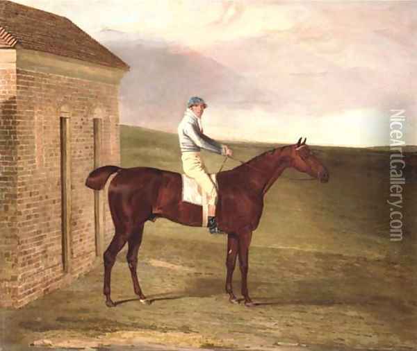 Burleigh, a chestnut racehorse, with Sam Chifney up, at Newmarket Oil Painting - Benjamin Marshall