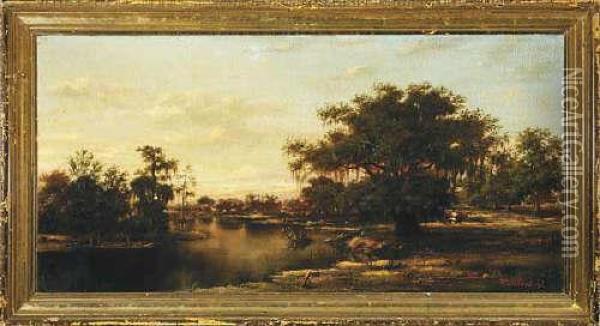 Along The Bayou Oil Painting - William Henry Buck