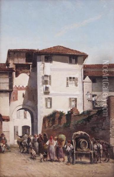 Verso Il Mercato Oil Painting - Pio Joris