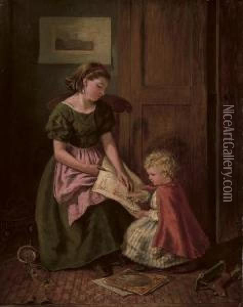 The Reading Lesson Oil Painting - Valentin Walter Bromley