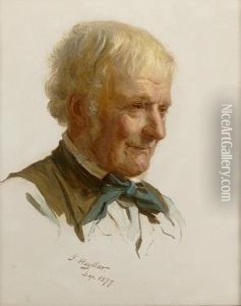 Study Of A Gentleman Wearing A Green Neckerchief Oil Painting - James Hayllar
