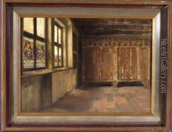 Interieur Mit Gotischen Schranken Oil Painting - Rudolf Johann Weiss