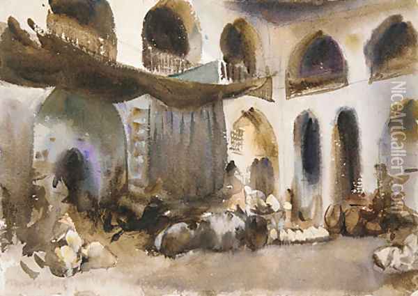 Market Place 1890s Oil Painting - John Singer Sargent