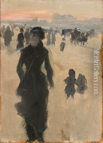 La Dame En Noir, Circa 1878 Oil Painting - Giuseppe de Nittis