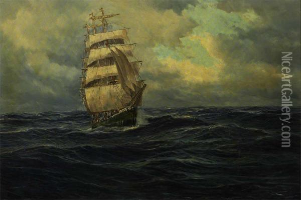 Sem Titulo - Marinha Com Veleiro De 3 Mastros Oil Painting - Poppe Folkerts