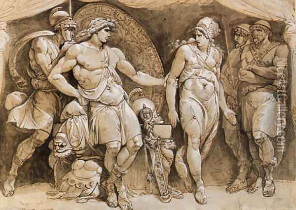 Briseis leaving Achilles' Tent Oil Painting - Giuseppe Cades