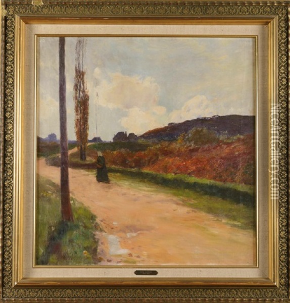 Paysanne Au Chemin Tournant Oil Painting - Gaston La Touche