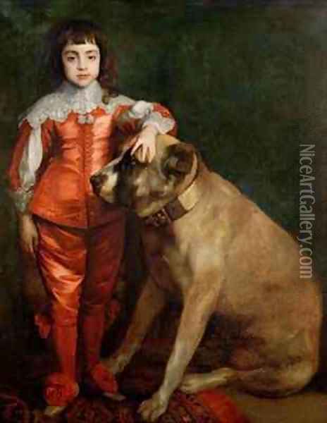 Full length portrait of Charles II as a boy with a mastiff Oil Painting - Sir Anthony Van Dyck