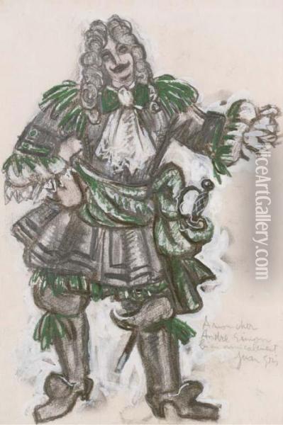 Costume Design For A Cavalier In 'les Tentations De La Bergere' Oil Painting - Juan Gris