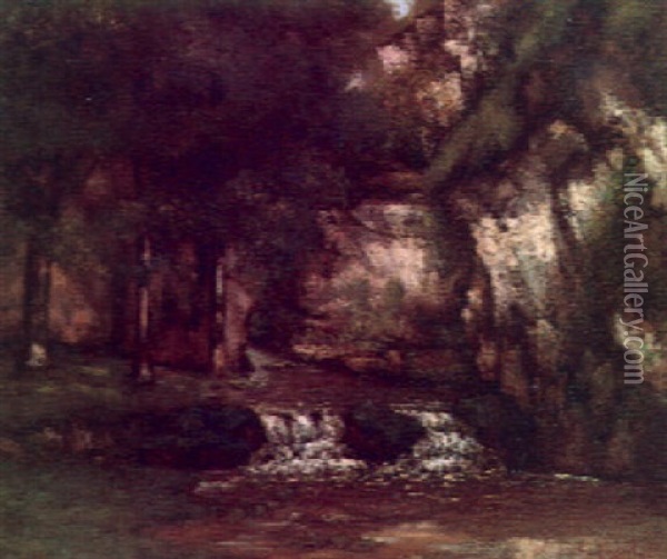 Rocks In The Forest Oil Painting - Gustave Courbet