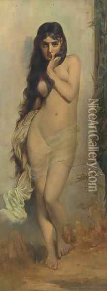 A nymph with a lace wrap Oil Painting - William H. Parkinson