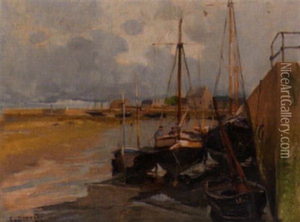 Sicht Auf Hafen Mit Booten Oil Painting - Emile Charles Dameron