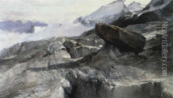 Glacier D'argentieres Mit Aiguille Du Tour Oil Painting - Edward Theodore Compton