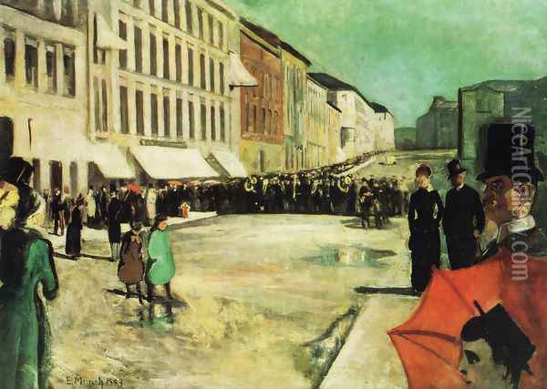 The Military Band on Karl Johan Street Oil Painting - Edvard Munch