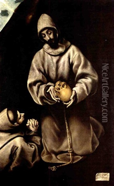 Saint Francis And Brother Leo Meditating On Death Oil Painting -  El Greco