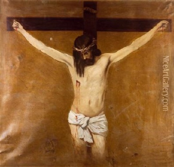 Cristo (after Velazquez) Oil Painting - Joaquin Luque Rosello