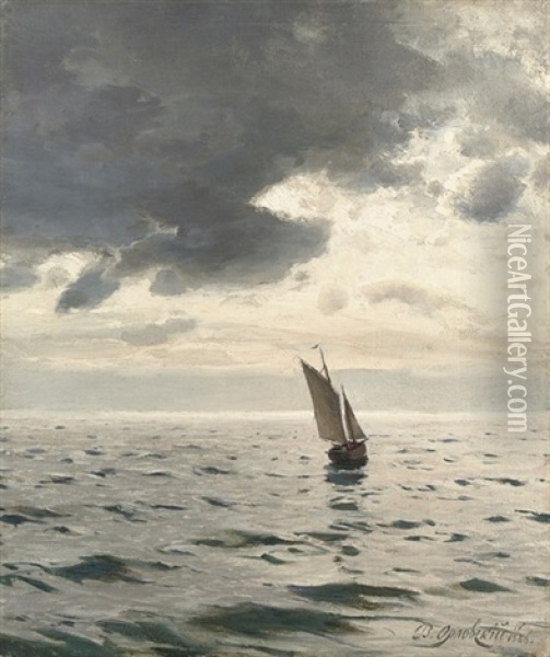"dora" Sailing At Dusk Oil Painting - Vladimir Donatovitch Orlovsky