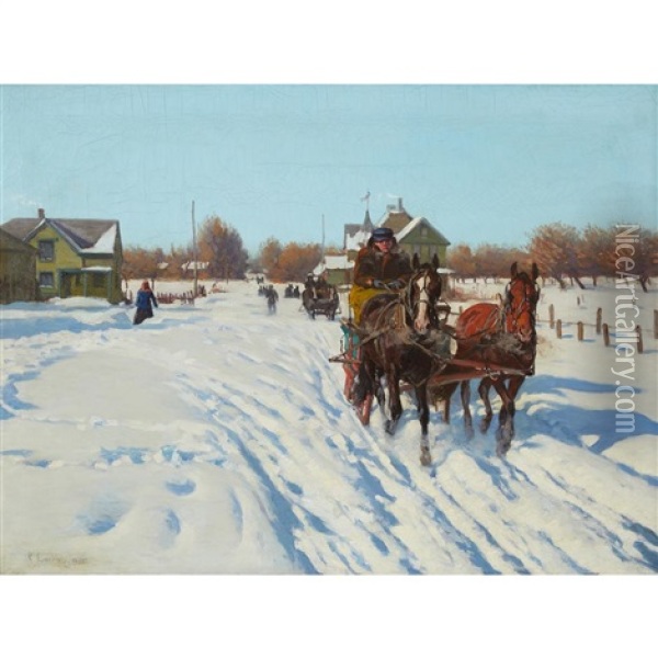 Wisconsin Winter Oil Painting - Richard Lorenz
