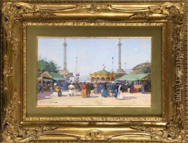Cours De Vincennes Oil Painting - Eugene Galien-Laloue