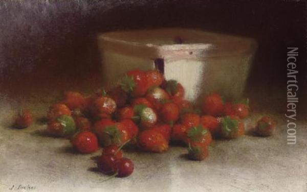 Strawberries And Upright Box Oil Painting - Joseph Decker