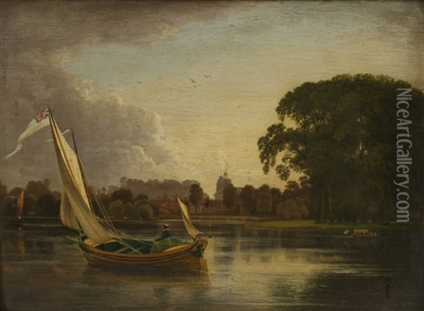 On The Thames At Twickenham Oil Painting - James Holland