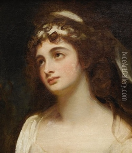Portrait Of Lady Hamilton, Nee Emma Hart Oil Painting - George Romney