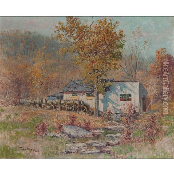 Cottage Scene Oil Painting - Thomas Corwin Lindsay
