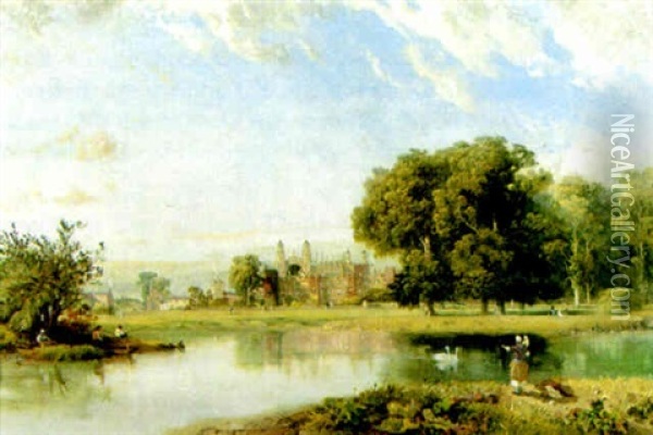 Eton College From Across The Thames Oil Painting - William John Hennessy
