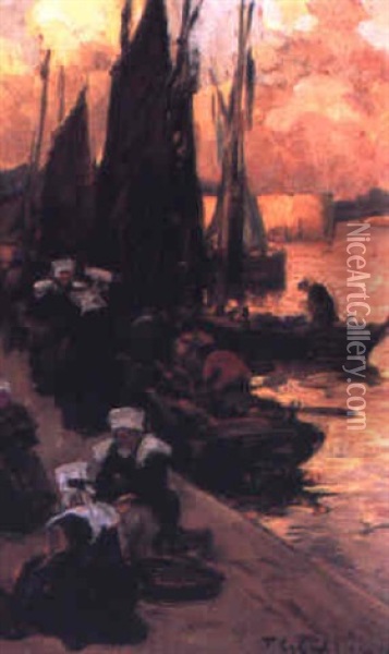 A Breton Port Oil Painting - Fernand Marie Eugene Legout-Gerard