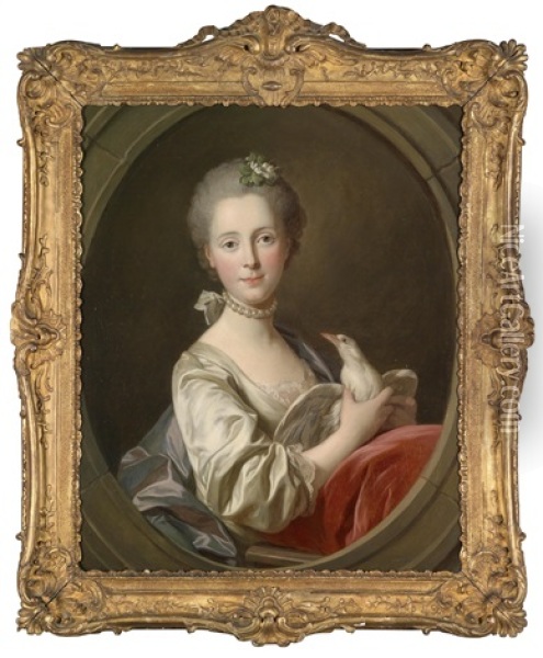 Portrat Einer Dame Mit Einem Vogel Oil Painting - Louis Michel van Loo