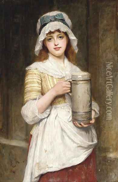The young barmaid Oil Painting - Charles Sillem Lidderdale