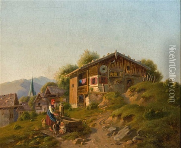 Malerisches Kirchdorf Mit Pittoreskem Gehoft Oil Painting - Eduard Mark
