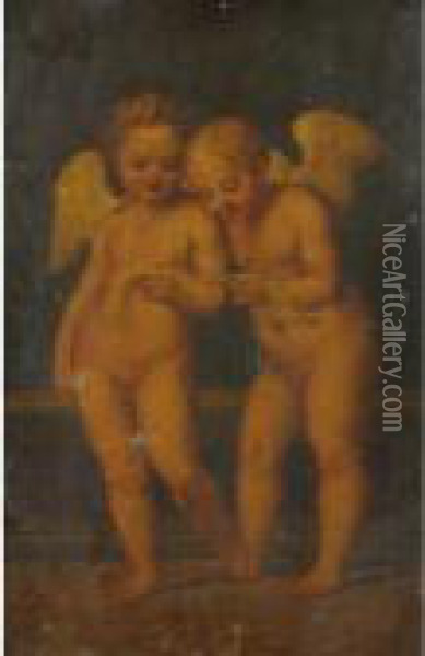 Two Angels Oil Painting - Raphael (Raffaello Sanzio of Urbino)