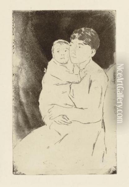 Nurse And Baby Bill (no. 2)(b. 109; Mathews & Shapiro 1) Oil Painting - Mary Cassatt