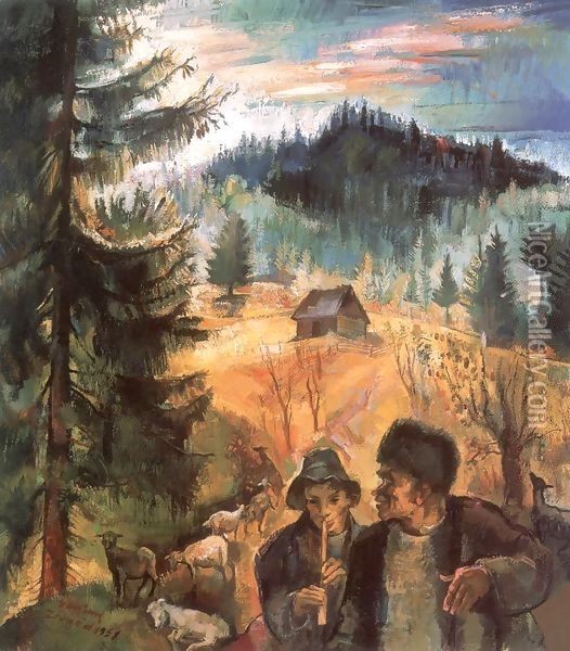 Transylvanian Landscape Oil Painting - Gyula Rudnay