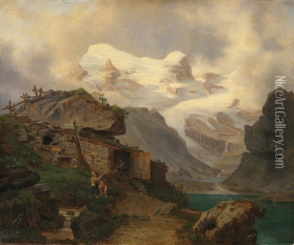 Le Titlisberg (canton Unterwalden) Oil Painting - Xaver Schwegler