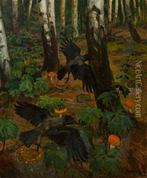 I Skoven Oil Painting - Thorolf Holmboe