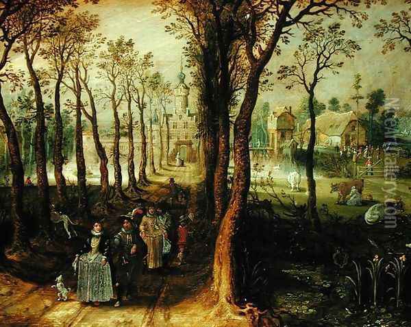 The Castle in the Marsh Oil Painting - Adriaen Pietersz. Van De Venne
