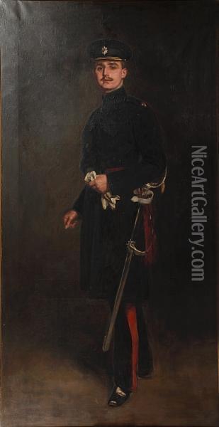 Portrait Of Wyndham Damer Clark, Aged 21 Oil Painting - Thomas Heath Robinson